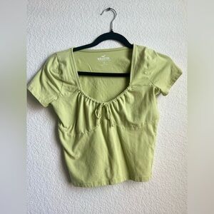 Women's Hollister Green Crop Tie Shirt